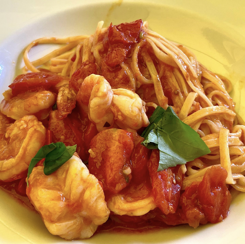 Tagliolini con mazzancolle, pomodorini e zafferano. – In Cucina